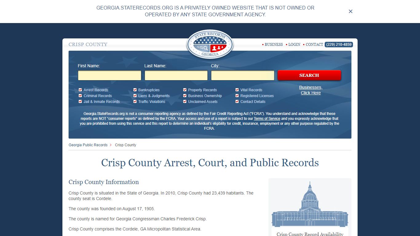 Crisp County Arrest, Court, and Public Records