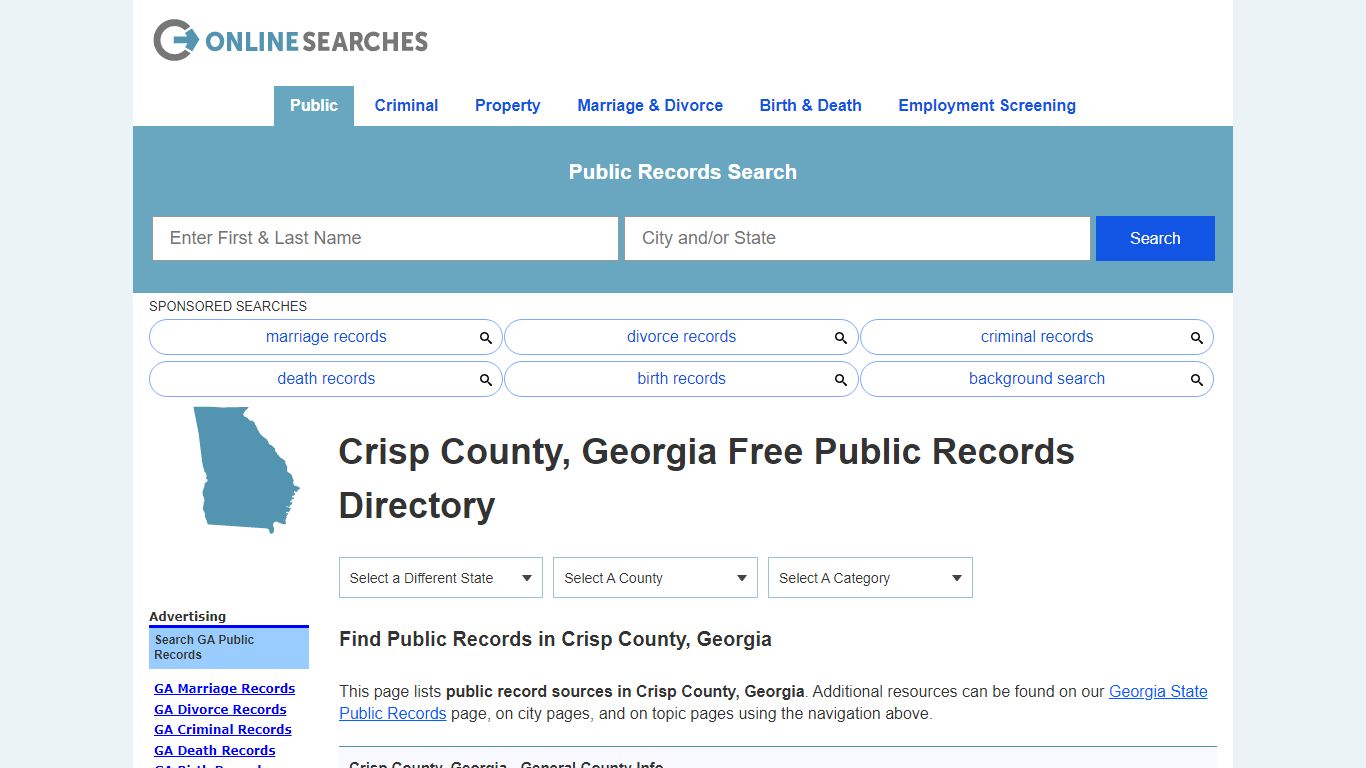 Crisp County, Georgia Public Records Directory - OnlineSearches.com