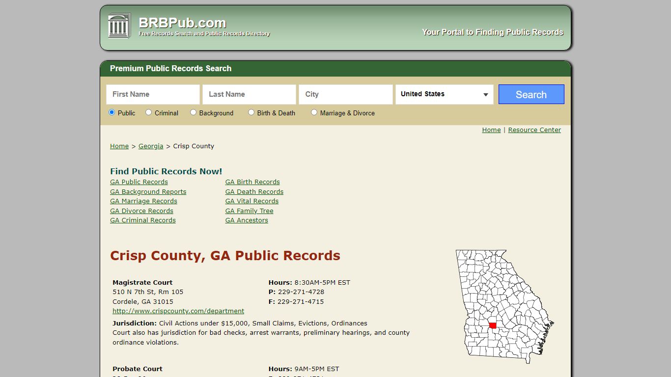 Crisp County Public Records | Search Georgia Government Databases - BRB Pub